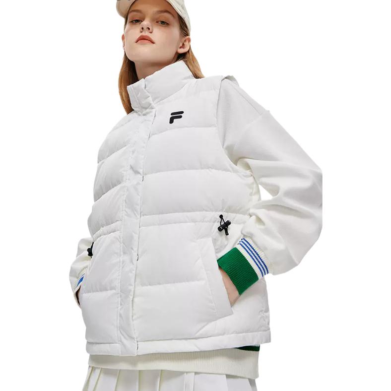 Fila Fusion Loose Warm Stand Collar Down Vest Women vests Standard-White T11W243905F-WT