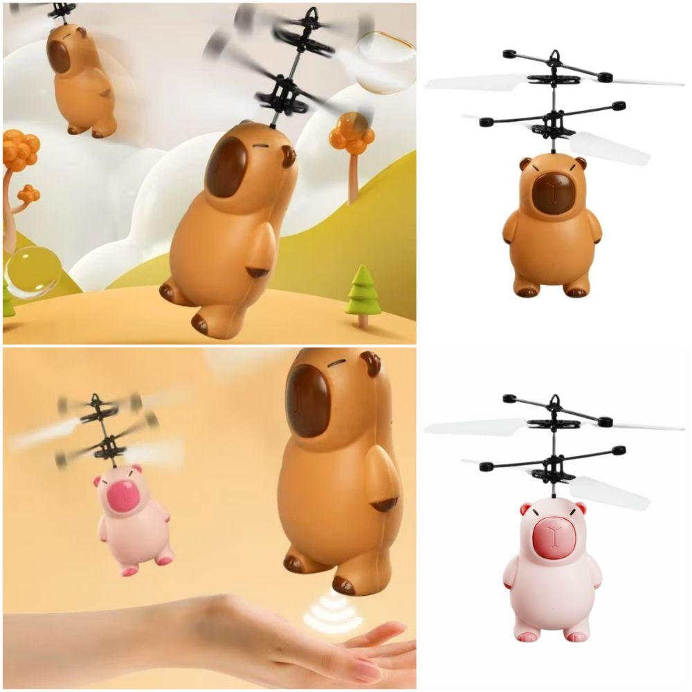 Anti-collision Cartoon Capybara Flying Toy Plastic Induction Capybara Aircraft  Over 14 Year old