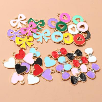 20pcs Enamel Bow Heart Charms Pendant for Necklace Earrings DIY Jewelry Making Accessories Findings Bracelet Keychains Findings