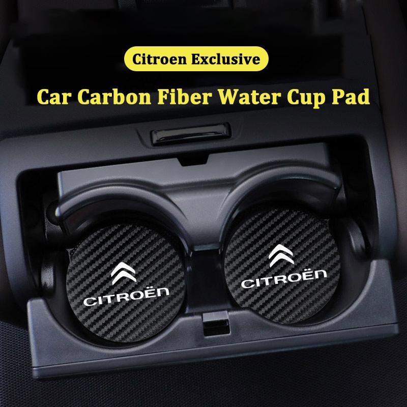 2Pcs Car Logo Carbon Fiber Patterned Water Cup Pad For Citroen C1 DS3 C2 C3 Vts C4 Saxo C4L C5 C6 C8 Xsara C3-XR Picasso Cactus