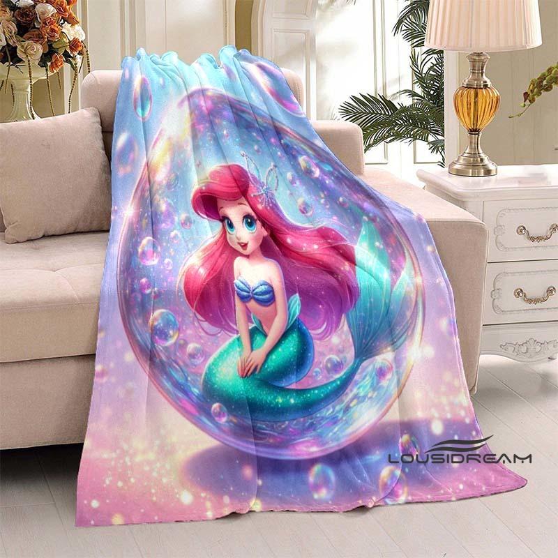 3D Printed Cute Cartoon The Little Mermaid Blanket, Home & Travel Blanket, Soft and Fluffy Winter Blanket Gift for Children and