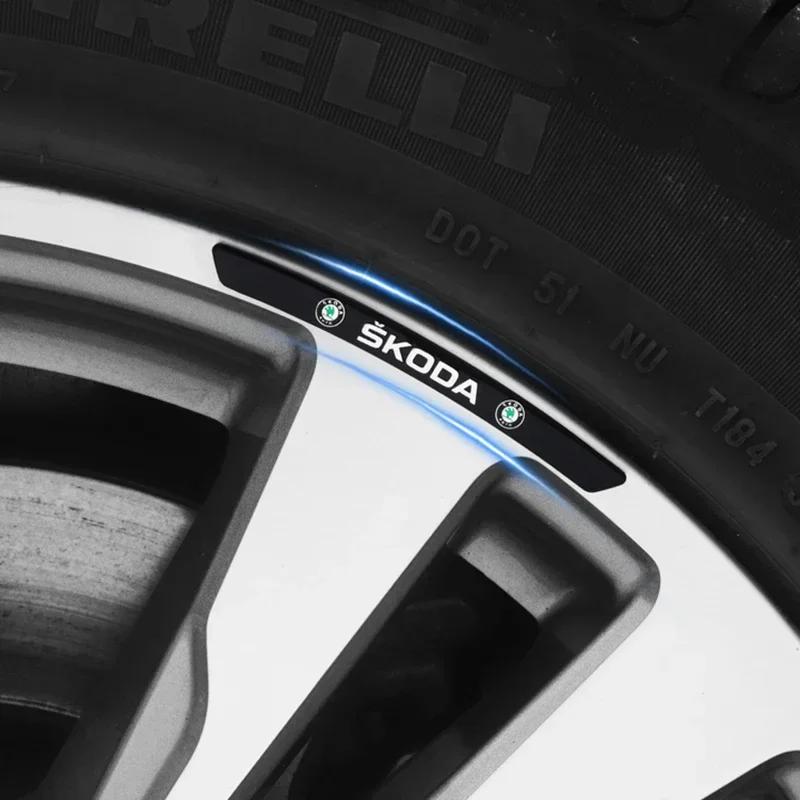 cnkhn5 for Skoda 4pcs Car Wheel Hub Badge Decal Scala Kodiak Citigo Kamiq Roomster Rapid Yeti Karoq Kodiaq Octavia Fabia Superb Felicia