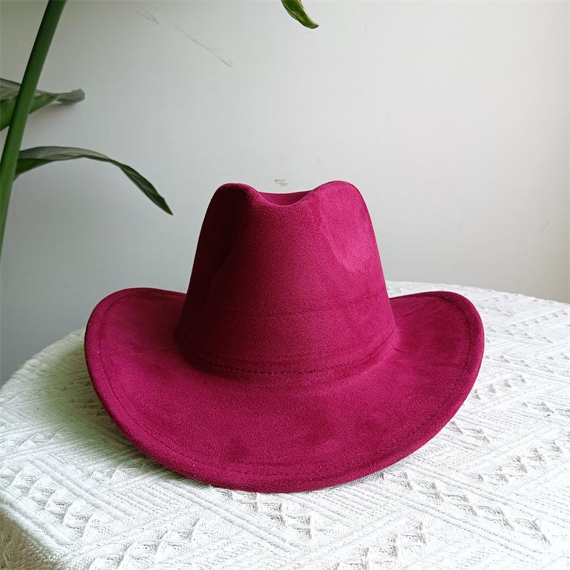 Suede Purple Cowhead Cowboy Hat New Large Size Cowboy Hat Suede Material Water Drop Top Men's and Women's Knight Hat 2023