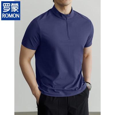 Men's Half-Zip Stand-Collar Quick-Dry Short Sleeve T-Shirt