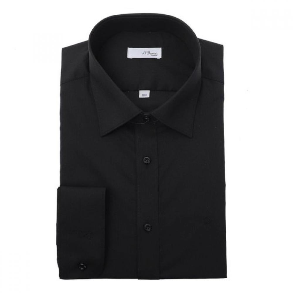 S.t. Dupont Comfortable Stretch Black Solid Long Sleeve Slim Fit Shirt Se6sm21ls 95