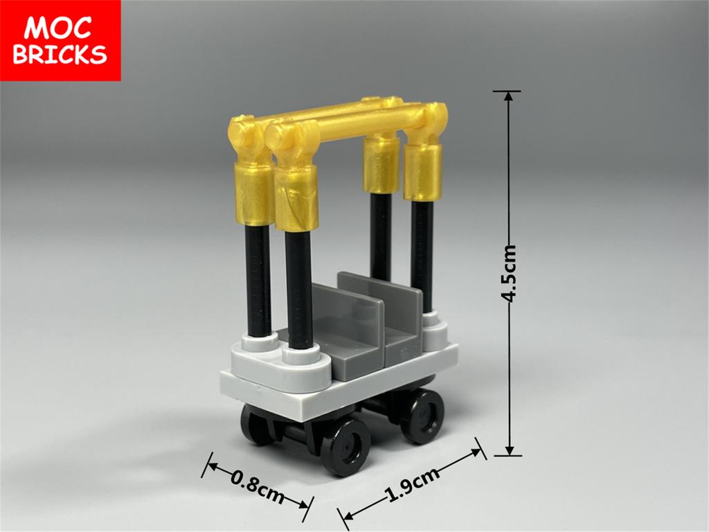 MOC Bricks Mini Hotel Luggage Car Cart Bag For City House Building Blocks Toys Children's Dolls Gifts