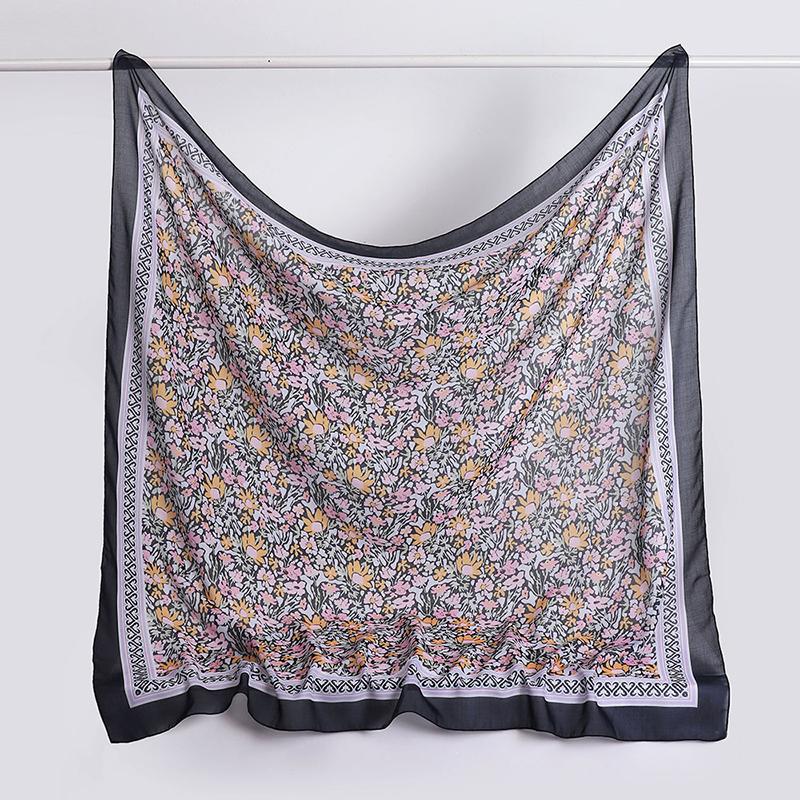 110Cm Printed Square Scarf for Woman Cotton Linen Feel Muslim Hijabs Shawls Soft Wraps Lady Neckerchief Female Handkerchief