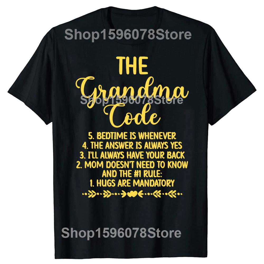 Engraçado O Código da Vovó Avó Avô Camiseta Masculina Feminina Hip Hop Camiseta Oversized 100% Algodão Camisetas Confortáveis
