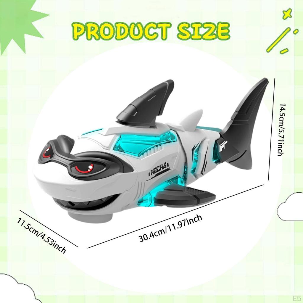 Electric Shark Toys Children Gifts with Realistic Biting Motion Lights Music Swinging Tail