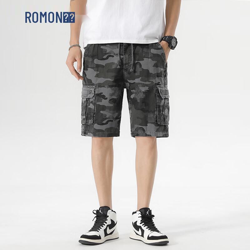 ROMON Men s Loose Fit Camo Cargo Shorts 38