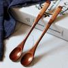 6Pcs Wooden Spoon Long Handled Teaspoon Honey Coffee Tea Spoon Small Wood Stirring Mixing Spoon Set Tea Coffee Stirrer Tableware
