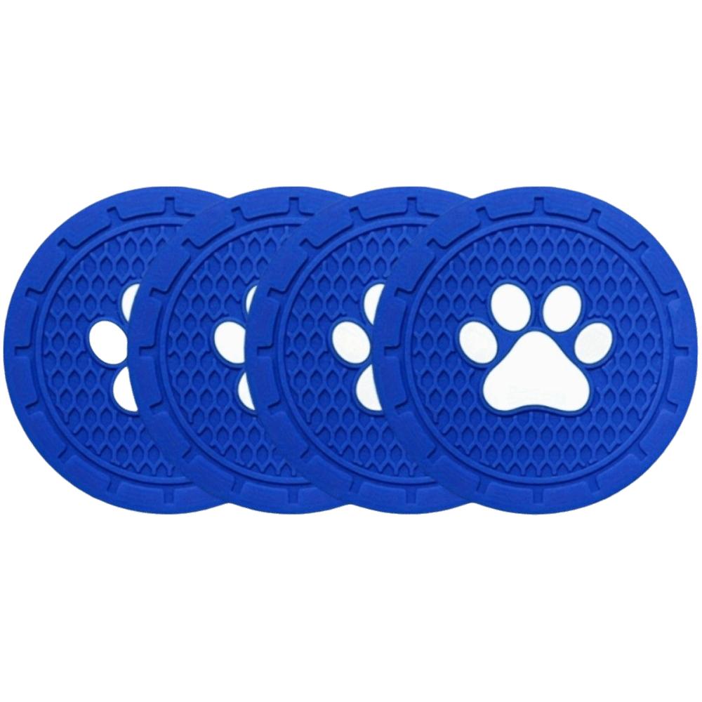 4pcs Strong Wear-Resistan Car Cup Holder Coaster Paw Print Design Universal Cup Mats  Most Vehicles