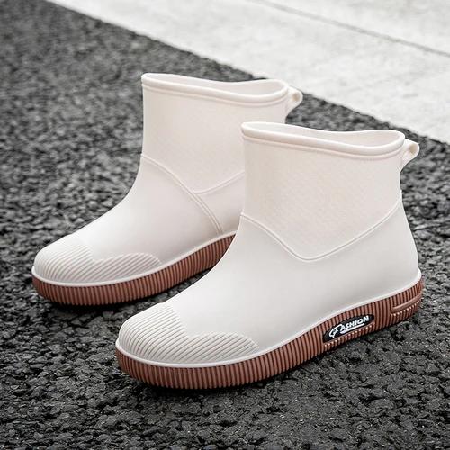 Regenstiefel Damen Rutschfeste Wasserdichte Schuhe Outdoor Verschleißfeste Gummischuhe Küchenarbeit Wasserdichte Stiefel Kurzer Schaft
