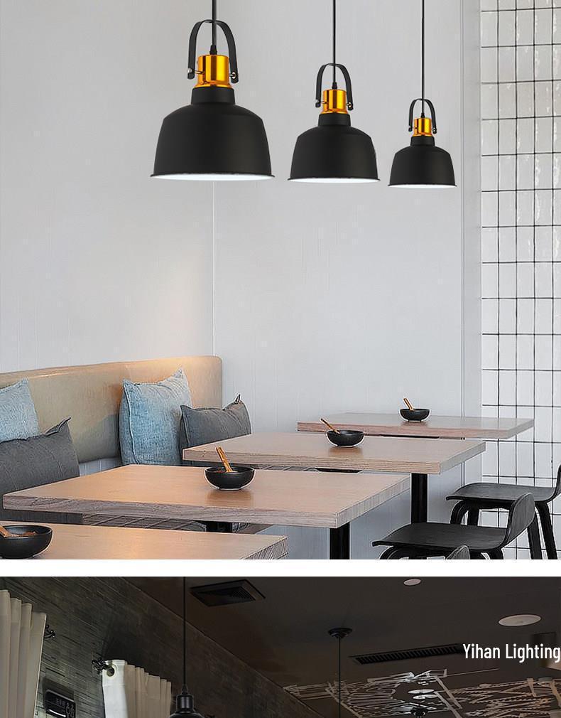 Modern Nordic Single-Head Pendant Light for Hotels, Bars, and Restaurants - Industrial Retro Style Lampshade.