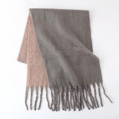 Mohair Scarf Women's Winter Two-color Soft Waxy Thickened Autumn and Winter Coarse Fringed Versatile Couple Scarf
