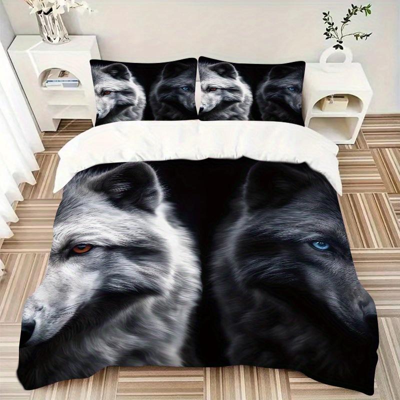 

3pcs Wolf Eyes Bedding Set Down Comforter Cover and Pillowcases, Suitable for All Seasons(No Insert)-0729077 135x200cm