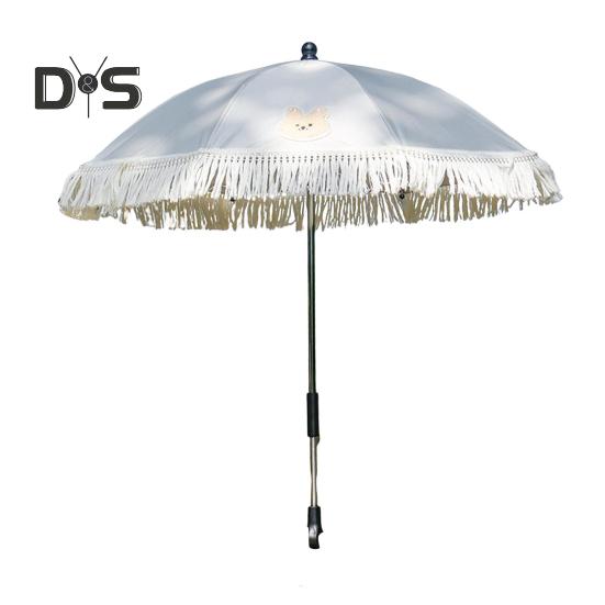 Kinderwagen-Sonnenschirm mit Quastenklemme, LSF 50+, Sonnenschutz, verstellbar, drehbar, wasserdicht, winddicht, UV-blockierend, für den Außenbereich