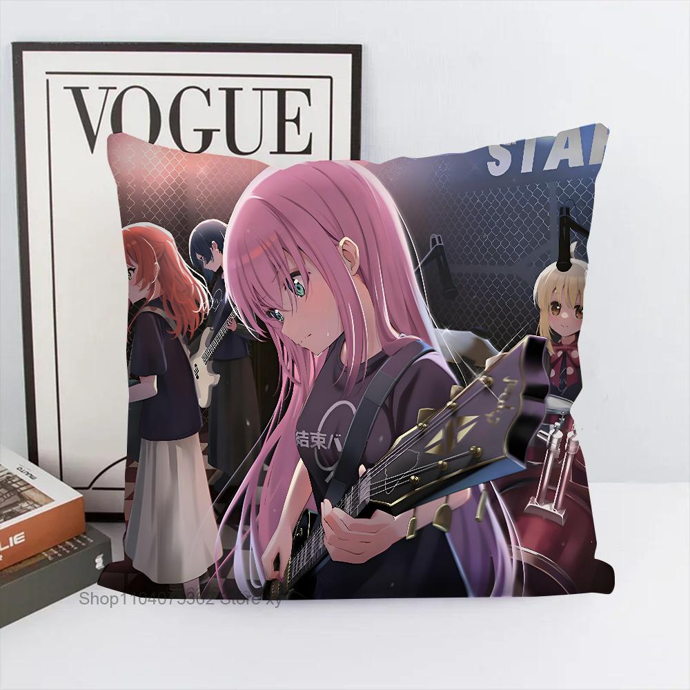 Anime Bocchi The Rock Pillow Case Square Pillow Bedroom Sofa Leisure Comfort Cushion Car Living Room Home Decoration