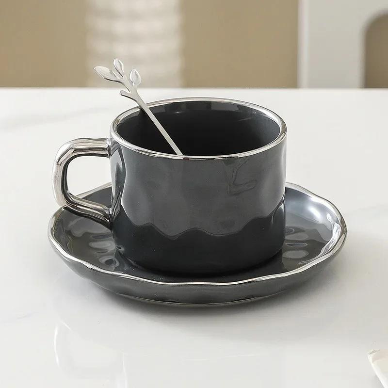 JUSTINLAU Ceramic Mug Valentine's Day Gifts Breakfast Coffee Milk Oat Cup Creative Couple Cup with Handle Home/Office Water Cups