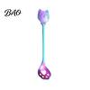 Cat Shaped Handle Spoon Coffee Spoon, Stainless Steel Paw Claw Teaspoon, Embossed Design Multi-Color Electroplated Stirring for Ice Cream Yogurt