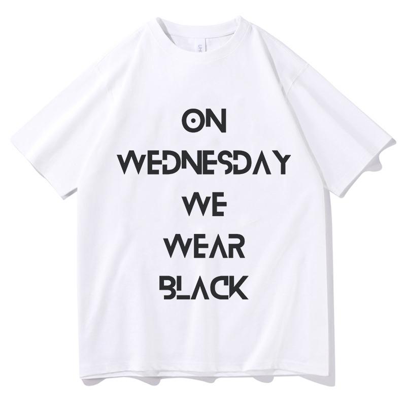 On Wednesday We Wear Black Letter Print TShirt for Unisex Summer Short Sleeve O Neck Tees Funny Pure Cotton Fashion Aesthetic Tops