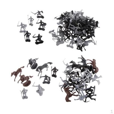 88Pcs/Lot Medieval Soldier Men Playset Action Figure Horse Layout Scenery