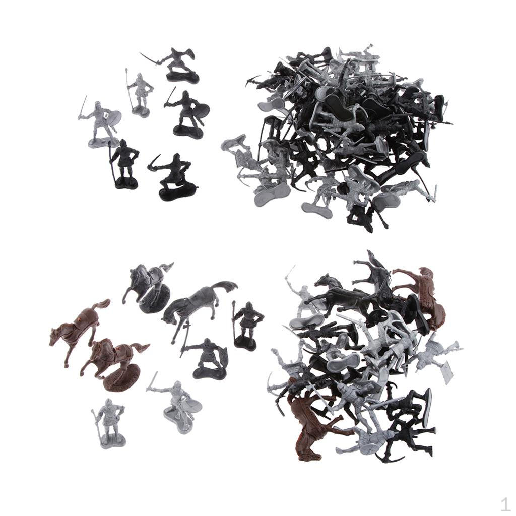 88Pcs/Lot Medieval Soldier Men Playset Action Figure Horse Layout Scenery