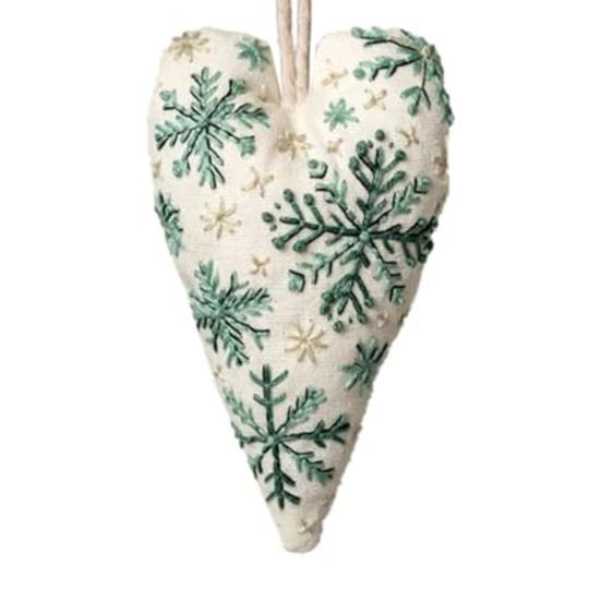 Vánoční ozdoba vyšívací sada ručně vyrobený přívěsek ve tvaru srdce DIY závěsná dekorace na stromek slavnostní party atmosféra potřeby