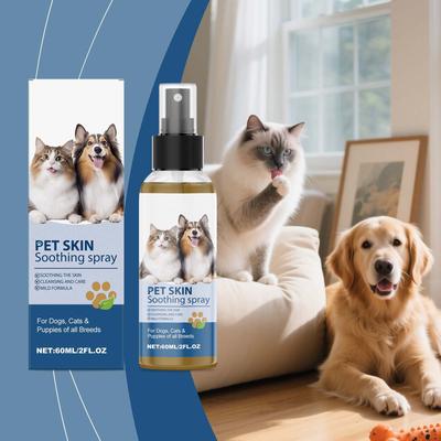 Spray para Cuidados com a Pele de Animais de Estimação 60ml - Spray Suave para Uso Diário Para Pele Limpa e Confortável