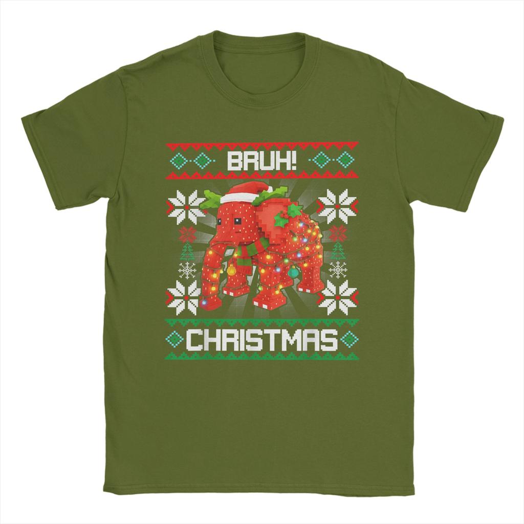 Funny Bruh Strawberry Elephant Christmas Brainrot T-Shirts for Men Round Neck T Shirts  Short Sleeve Tee Shirt Clothing