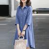 ZANZEA Abito Chemisier Casual Lento da Donna con Collo a Revers e Maniche a 3/4
