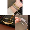 Elegant Striped Oval Bangle Bracelet With Gold Plating For Fashionable Women