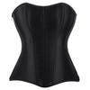 Black Satin Zipper Waist Cincher Corset