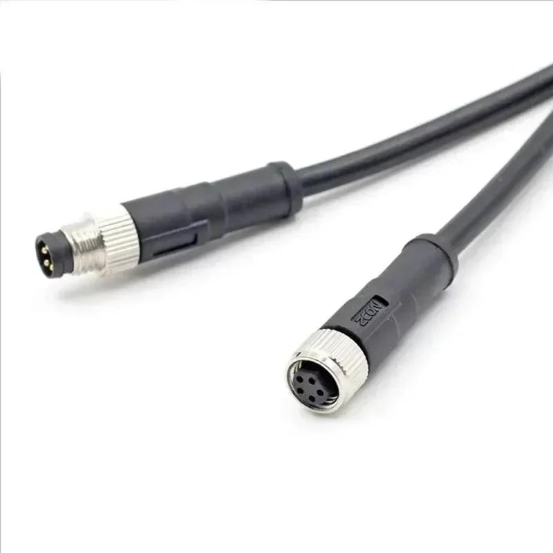 M8 10M PUR/PVC Unshield Cable 3Pin 4 5 6Pin 8Pin Waterproof Aviation Connector Male To Female Straight To Curved Power Adapter