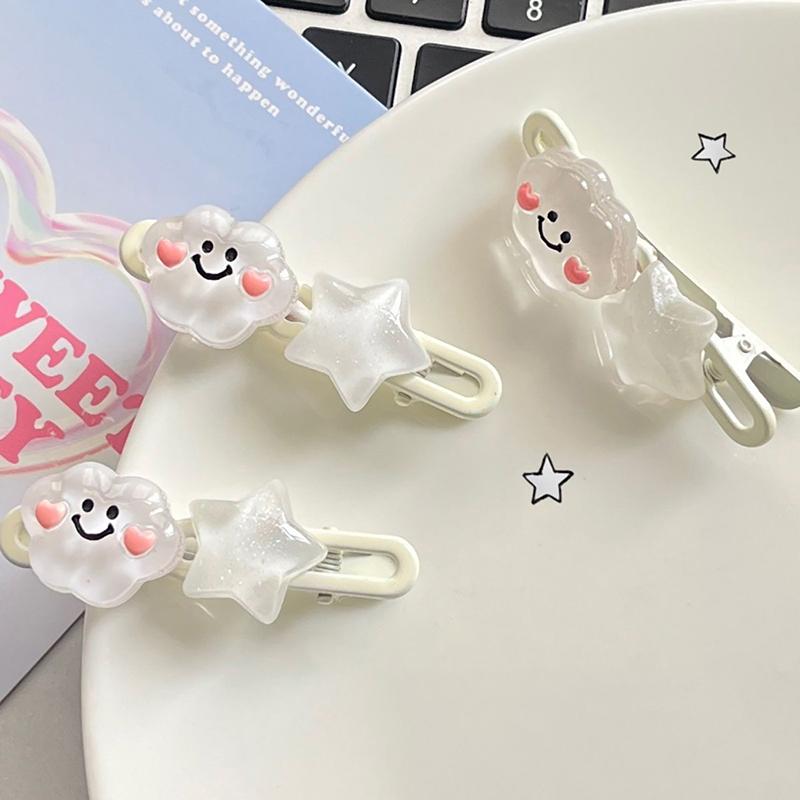 1Pc Cute Cloud Hair Clip Star Duckbill Clip Sweet Girl Hair Pin Bangs Side Clip Woman Headwear Hair Accessories