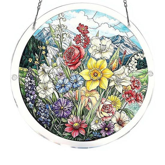 Acrylic Jigsaw Puzzle Suncatcher Large Colorful DIY Sun Catcher Kit for Adults Stained Glass Style Window Hanging Ornament for Home Garden Decor
