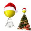 Sports Ball Christmas Tree Top Ornament, Spring Mounted Santa Hat Style for Indoor Holiday Party Tabletop Shelf Display