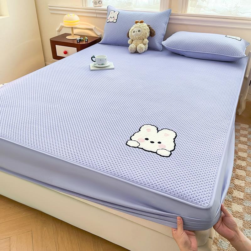 Spring & Summer Chenille Embroidery Quilted Fitted Sheet Mattress Protector