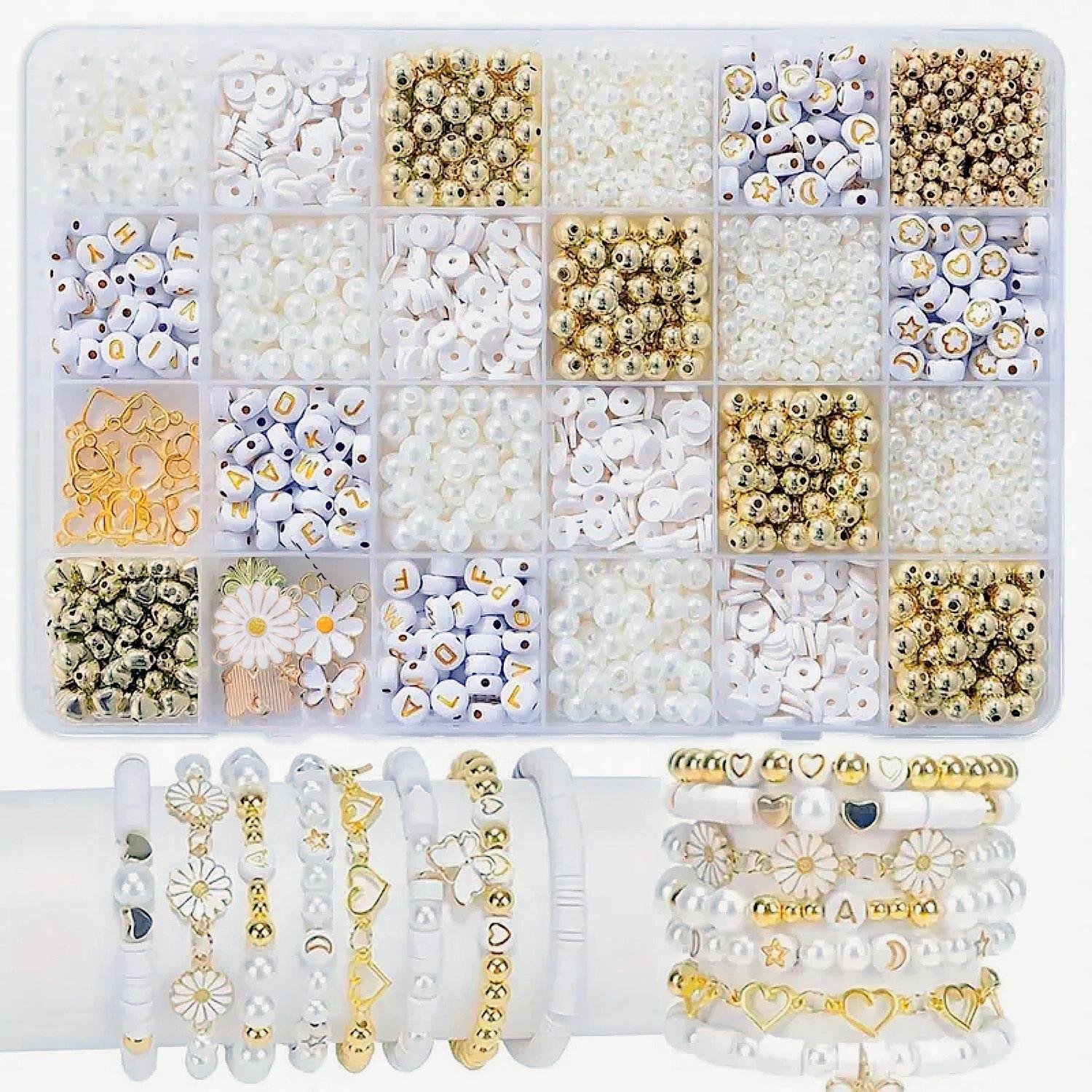 

24 Grid Pearl Soft Pottery Sheet Letter Bead Accessories Kit Handmade Diy Beaded Bracelet Necklace Jewelry Accessories