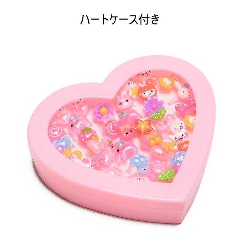 Kids Assorted Cute Resin Acrylic Cartoon Rings Toy with Plastic Storage Box Party Favors Girls Gift