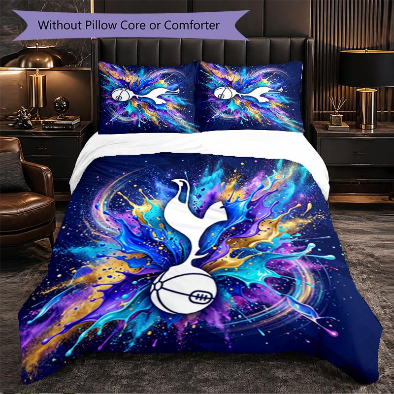 Tottenham Hotspur Muster 3-teiliges Bettwäsche-Set Weiche Mikrofaser-Bettbezug mit Kissenbezügen für Schlafzimmer
