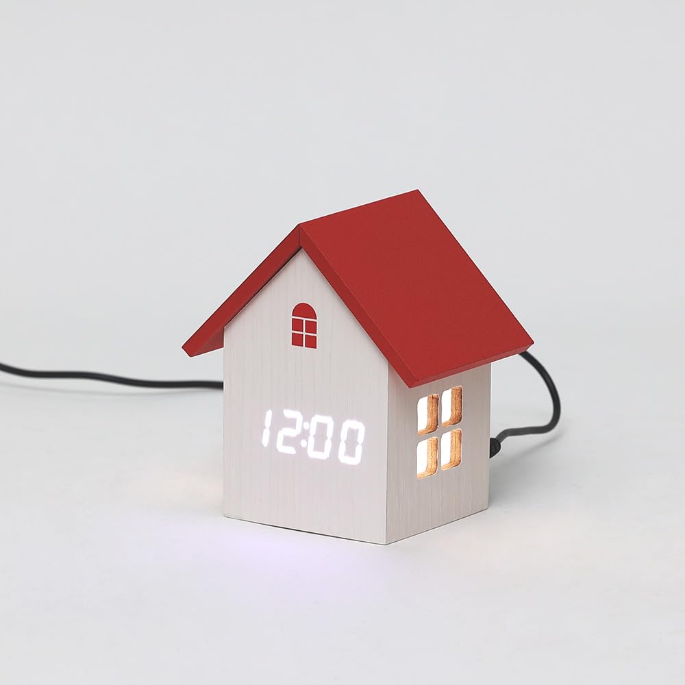 And Nostalgic Clock Lamp by GLIM HOUSE Gentle, Warm, House-shaped (RED) #25155