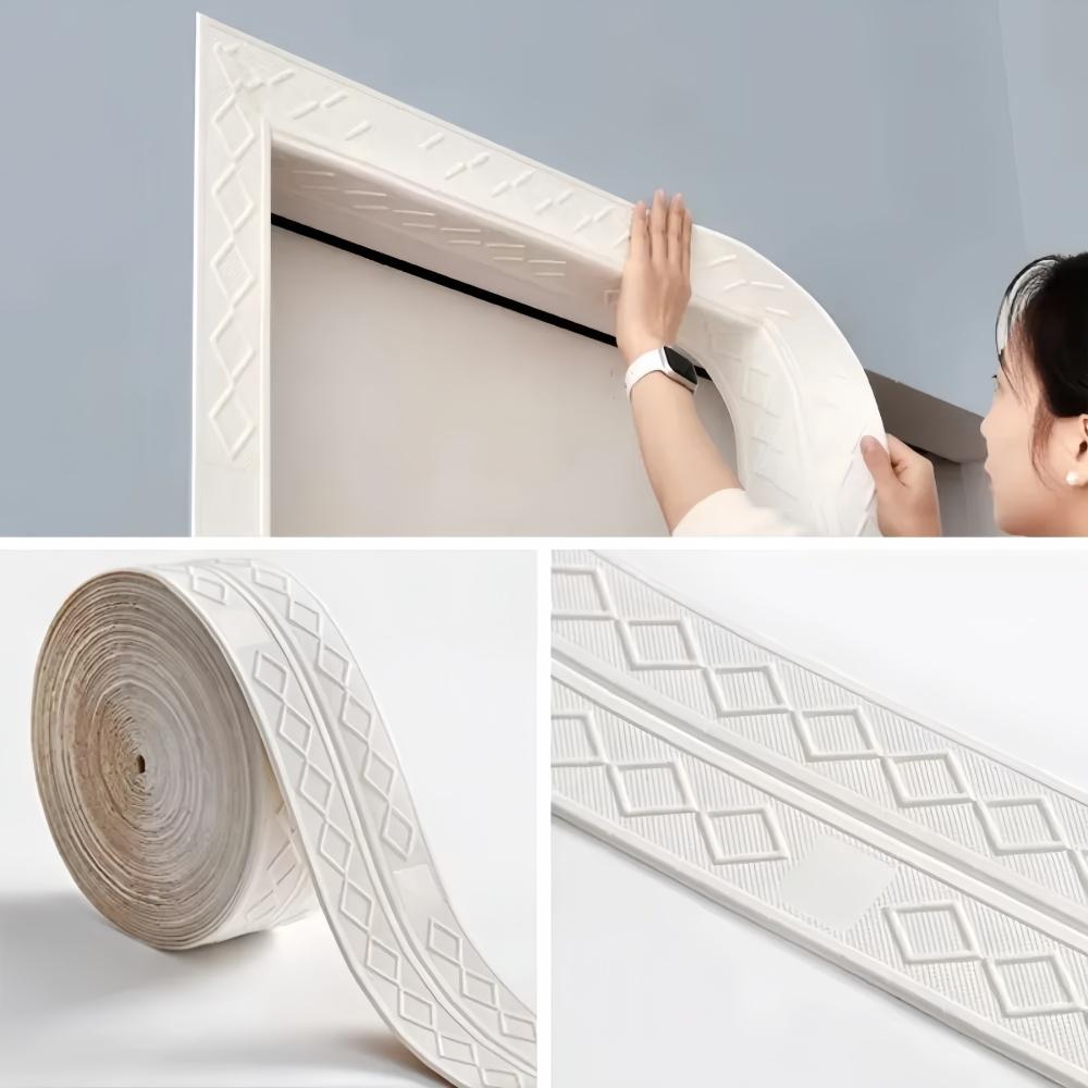 

1pc 2.3mX14cm Self Adhesive Wall Skirting Border Waterproof Anti-collision 3D Wallpaper Skirting Line Decor Home білий