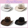 Classic Wool Felt Western Cowboy Hat With Wide Brim For Summer Outdoor Activities
