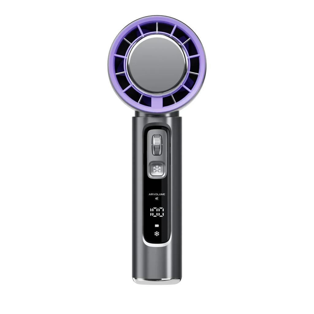 100 Gears Handheld Fan 3000mAh USB Mini Portable Rechargeable High-Speed Turbine Small Camping Fan with Rescue Flashlight