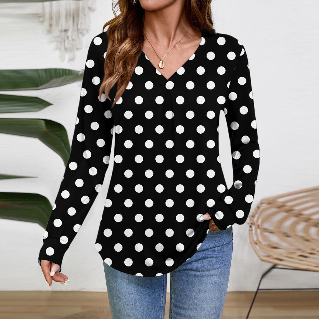 Women Long Sleeve Tops Dressy Casual V Neck Tshirts Basics Tee Vacation Fall Fashion Clothes