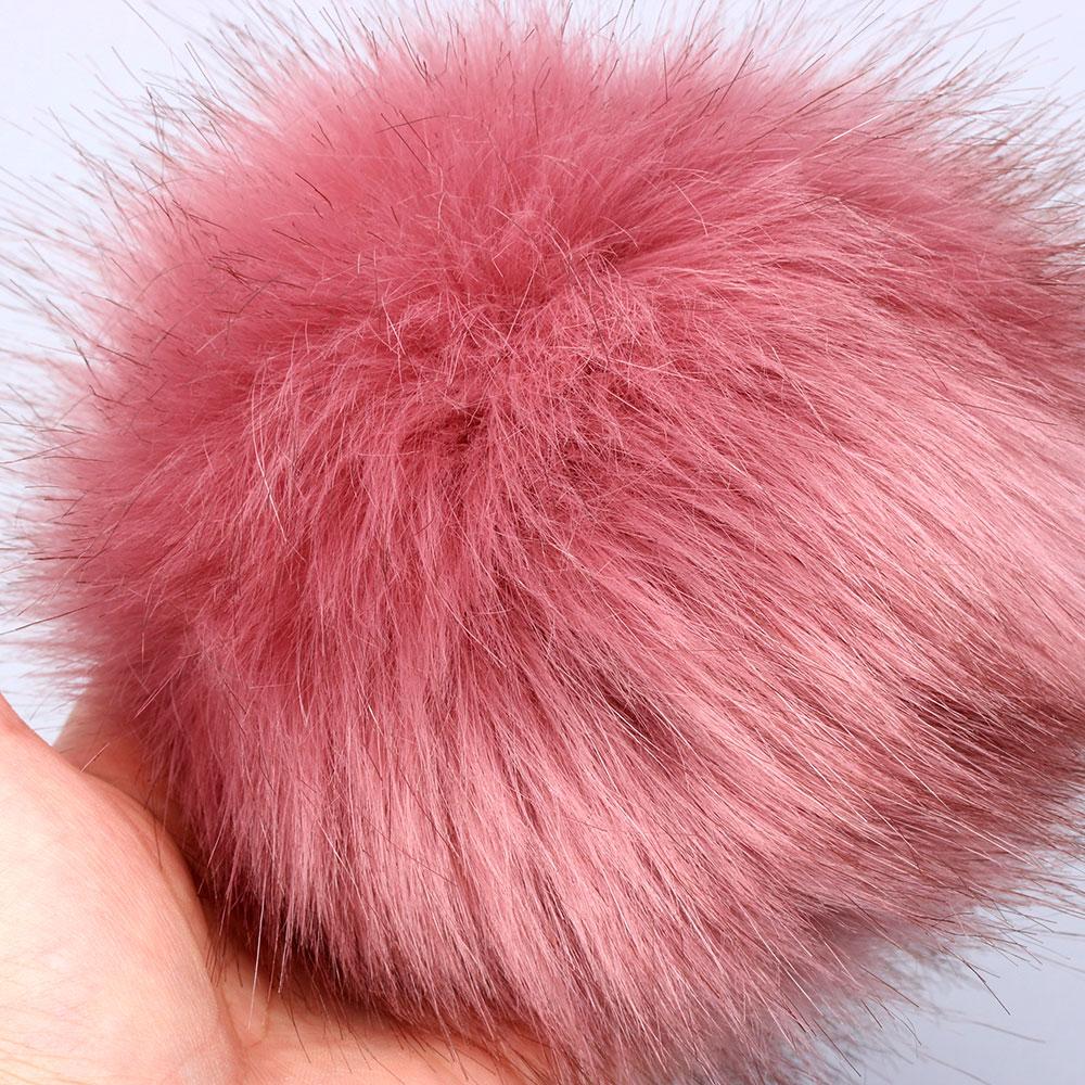 15cm New Pom Women Fur Pompom Imitation Knitted Hat Skullie