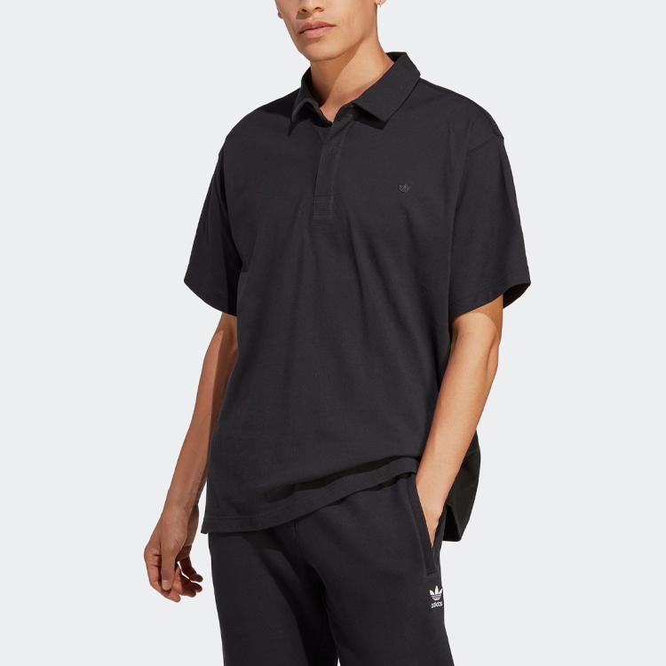 Adidas Originals Essentials Polo Shirt With Solid Logo Men Tops Black HR8677