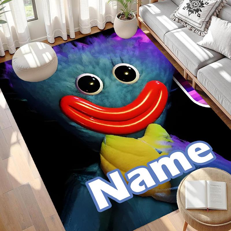 Custom Name Personalized Huggy Wuggy Print Carpet, Versatile Home Decor Rug, for Playroom, Apartment, Balcony, Entryway, Hallway Gift