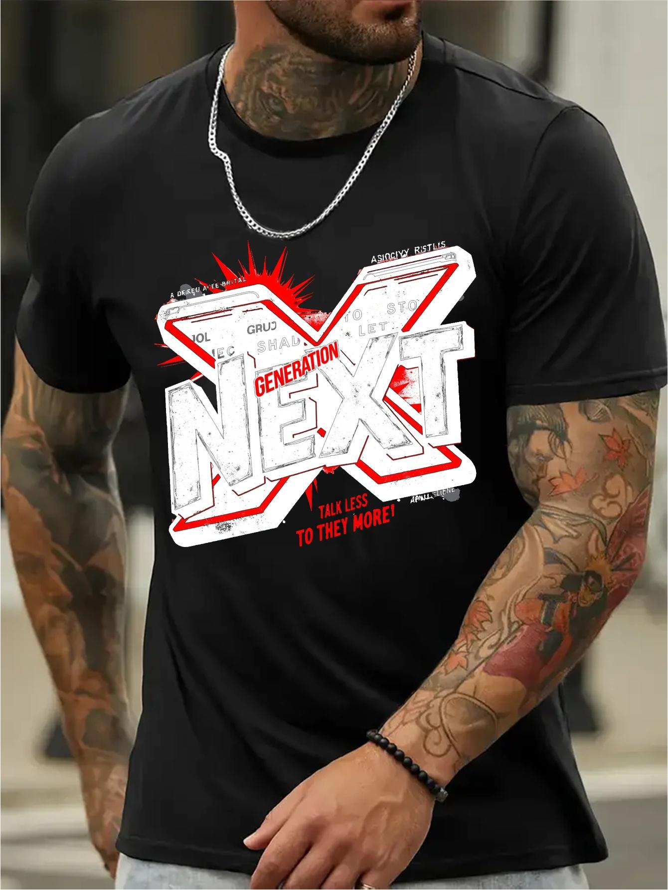 

Graphic T-shirt - NEXT Bold Letter Print - White/Red Contrast - Lightweight Breathable Fabric - Regular Fit Stretch Tee for Gym XXXXL